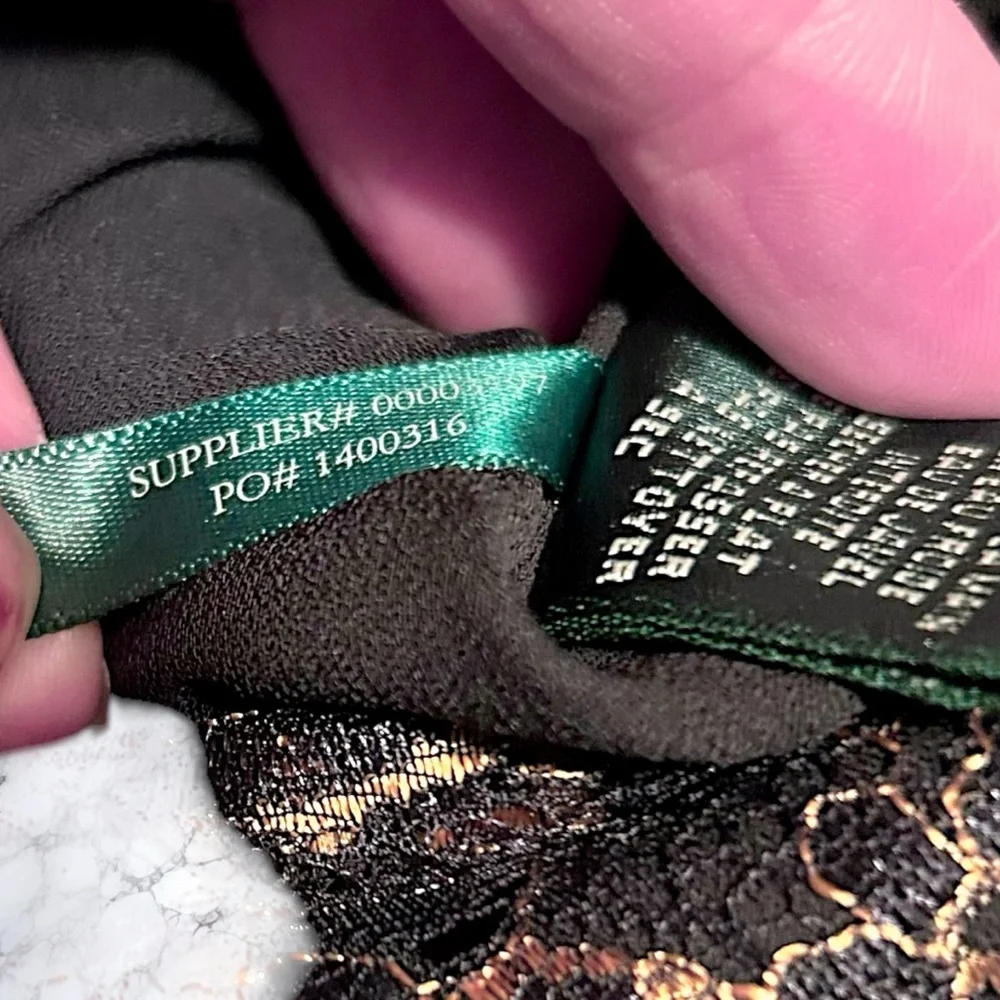 LAUREN RALPH LAUREN Skirt Womens 14 Black Gold Lace Tier MIDI Cocktail - Picture 9 of 14